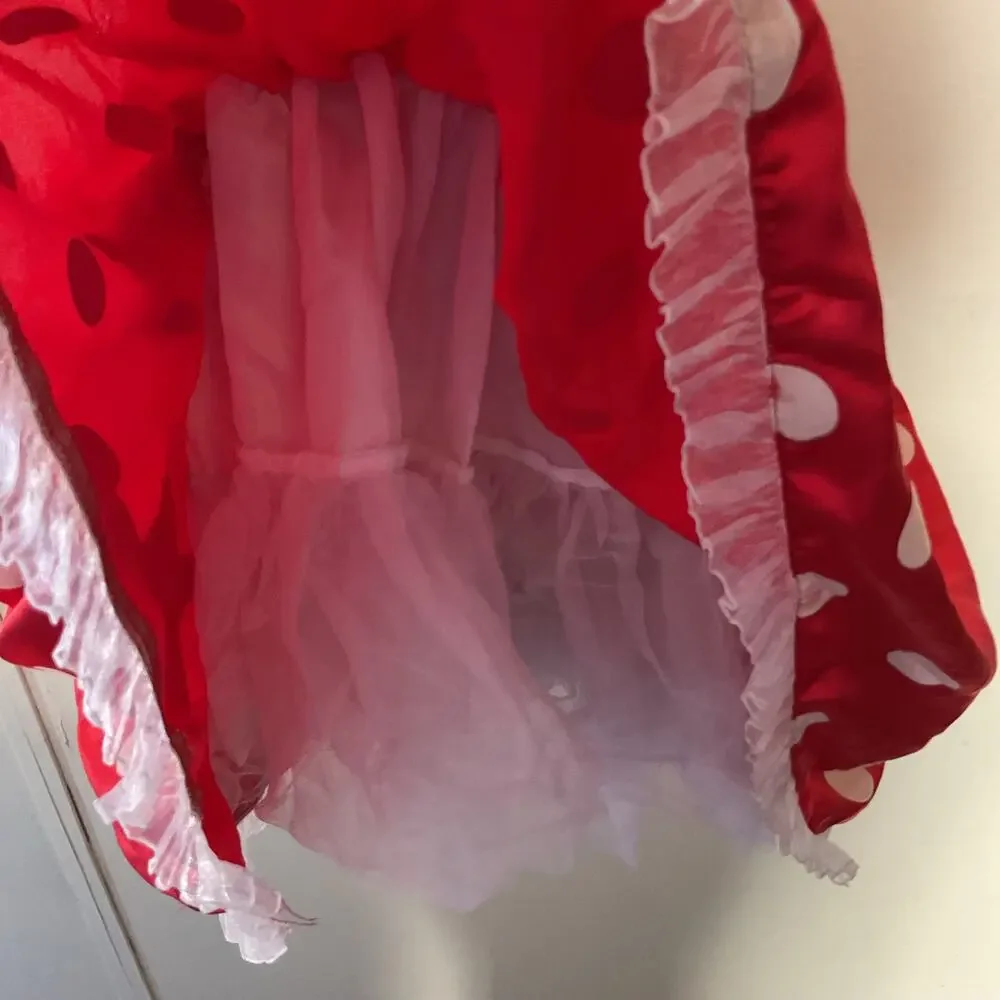 Disney Store Minnie Mouse Costume Dress Girls 7/8 Red Polka Dot Halloween